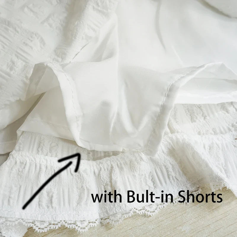 Balletcore Ruffled Mini Skirt with Lace Trim Low Rise Tiered White Skirt TeenGirl Y2K Goth Outfit
