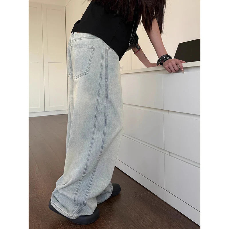 Light Blue Y2k Baggy Jeans Harajuku Japanese Denim Trousers Vintage 90s Jean Pants Trashy Clothes