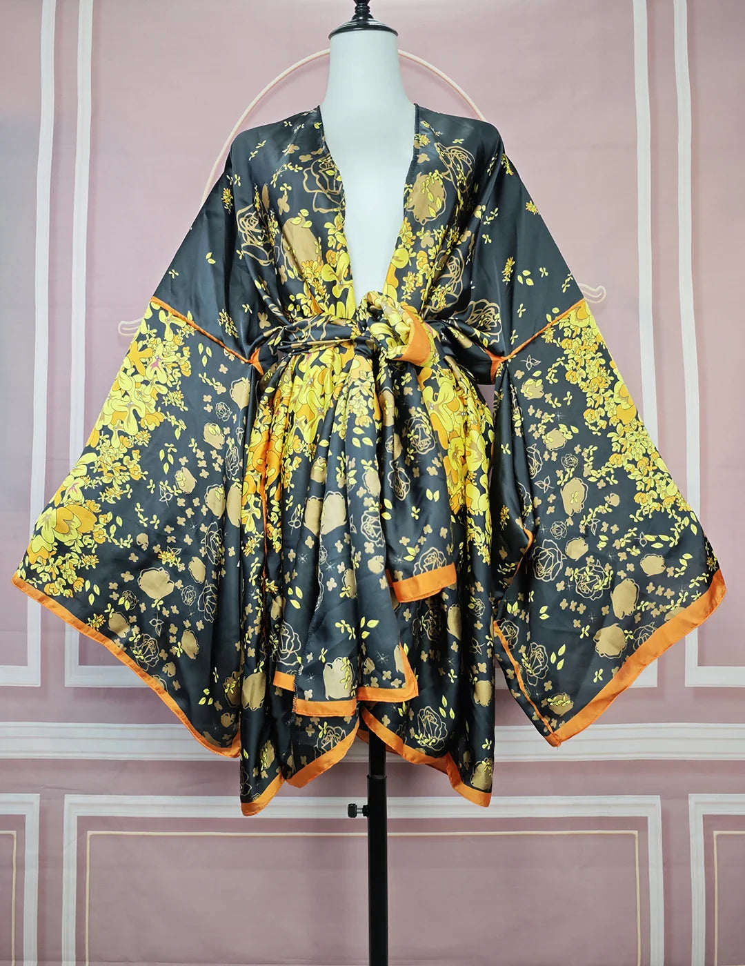 Elegant Floral Lady Beach Bikini Mini Kimonos Plus Size African Swimwear Loose Cardigans Clothes