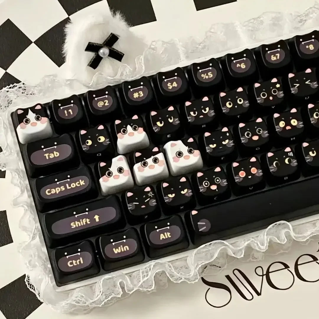 142 Keys Customized Gift Cute Cat keycaps MAO Keycaps Square Thermal Sublimation Mechanical Keyboard 2.25 U 2.75U