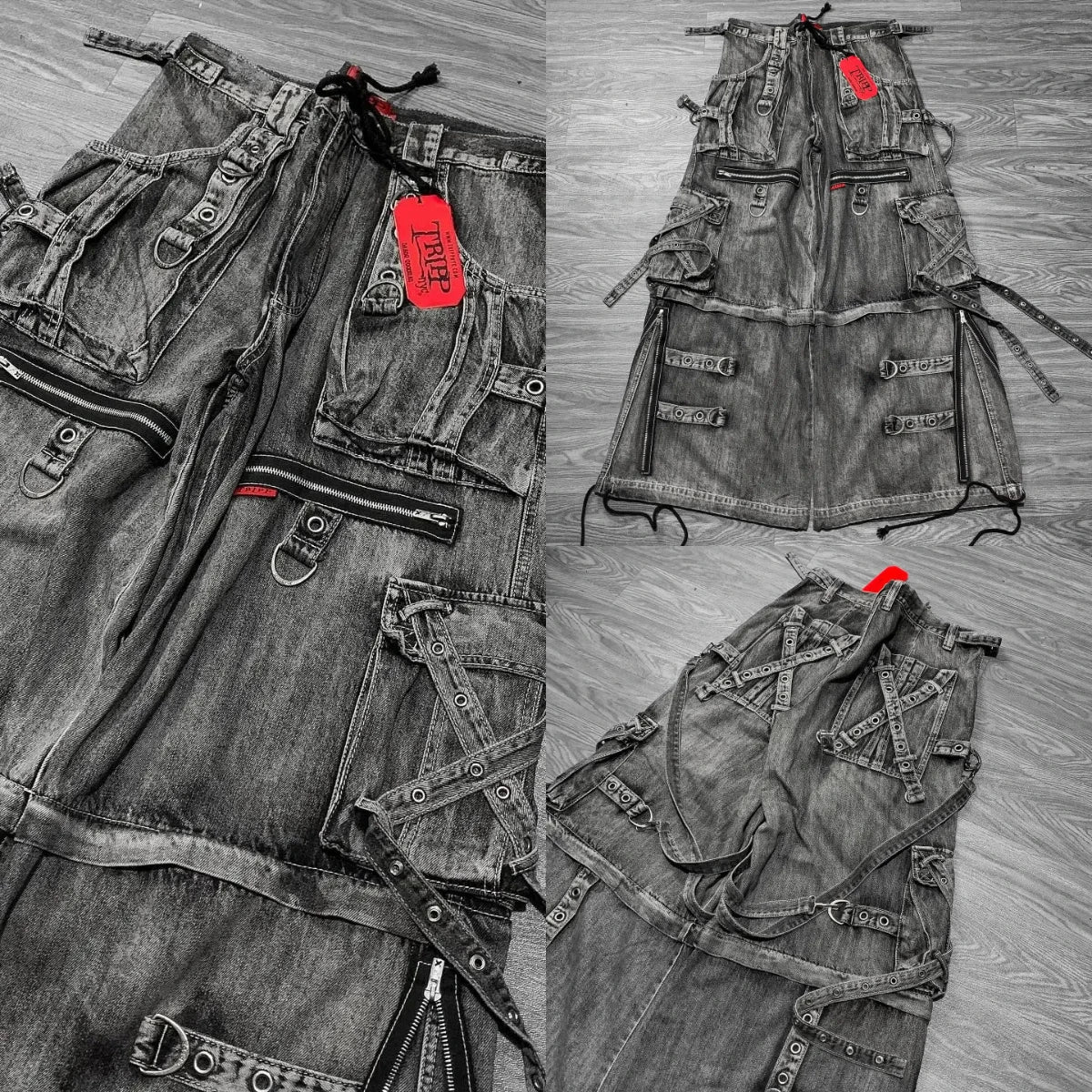 Y2k Streetwear Jeanss Harajuku Retro Multi Pocket Washed Worn Out Jeansable Hip Hop Oversized Wide Leg Pants