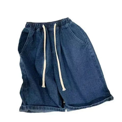 ShortsJeans Pants Stretch Dark Blue Design Jeans Slim Straight Male Short Jeans Hombre
