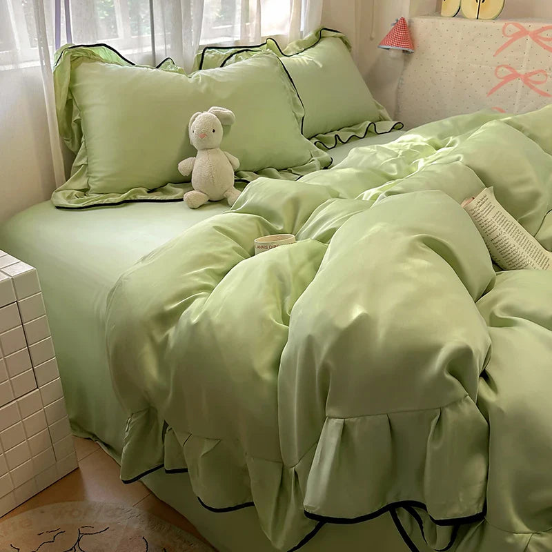1 lace solid-color duvet cover, comfortable guest room duvet cover, simple
