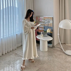 Nightgowns Leisure Solid Sweet Princess Style Ulzzang Lace Solid Chic Sleepshirts Lovely Soft Home Wear Nighty