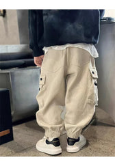 Boys Casual Cargo Pants Big Kids Sport Long Pants Teenage Streetwear Baggy Trousers Children Joggers Pants