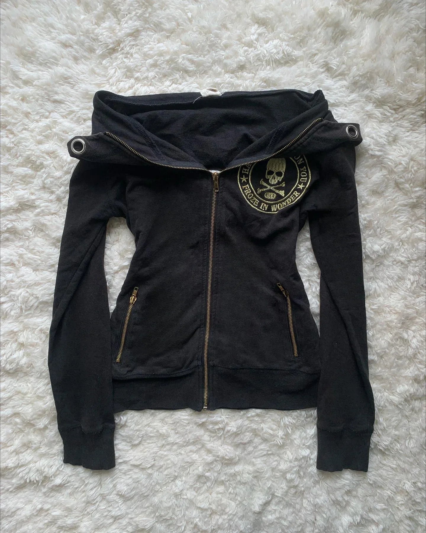 Y2K Retro Army Green Zipper Jacket Harajuku Slim Fit Denim Jacket Short Stand Collar Coat Goth Clothing