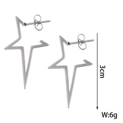 Harajuku Punk Big Star Earring Irregular Hollow Out Alien Metal Pentagram Ear Stud
