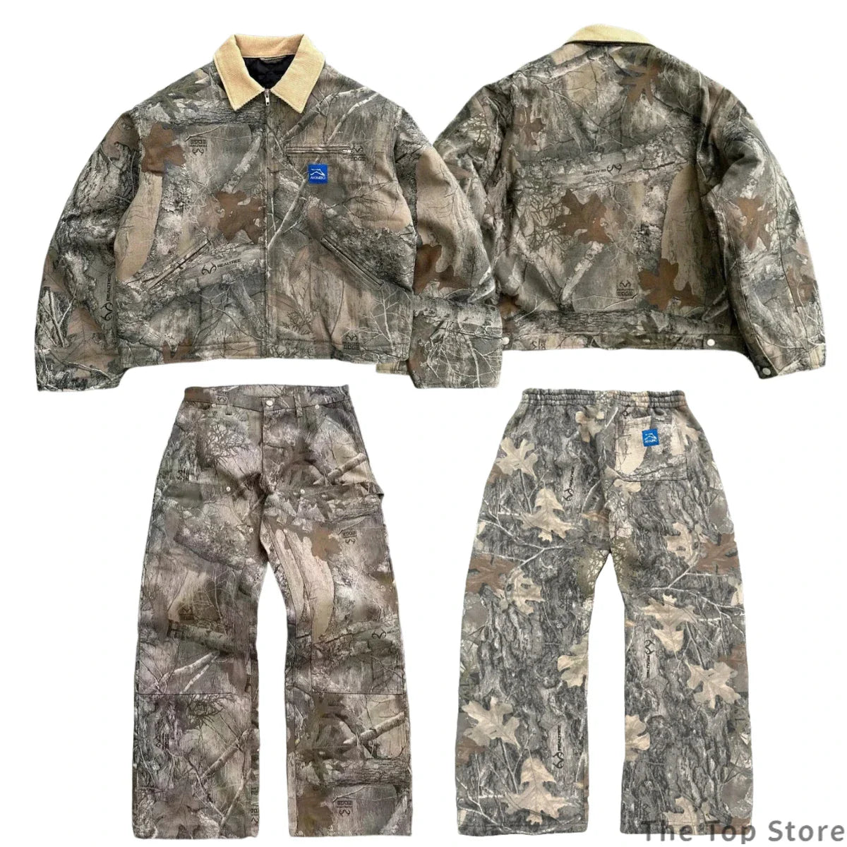 Harajuku Hip-hop Gothic Akimbo Camouflage Leaf Loose Coats Jackets Y2K Retro Couple Casual American Streetwear