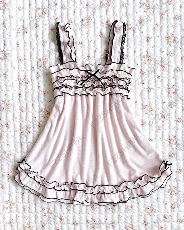 Y2k Harajuku Vintage Casual Skirts Sleeveless American Retro 90st Streetwear Aesthetics Korean Style Frocks