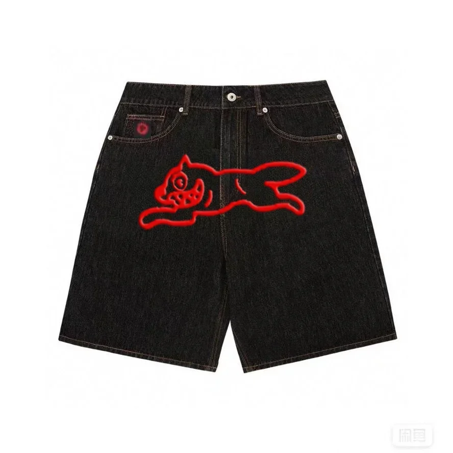 Y2k American Retro Hip-Hop Printed Denim Shorts