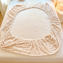 1pc Warm Bed Sheet with Elastic Band Single/Queen/King Mattress Cover Thick Coral Fleece Fluffy Fitted Bed Sheets
