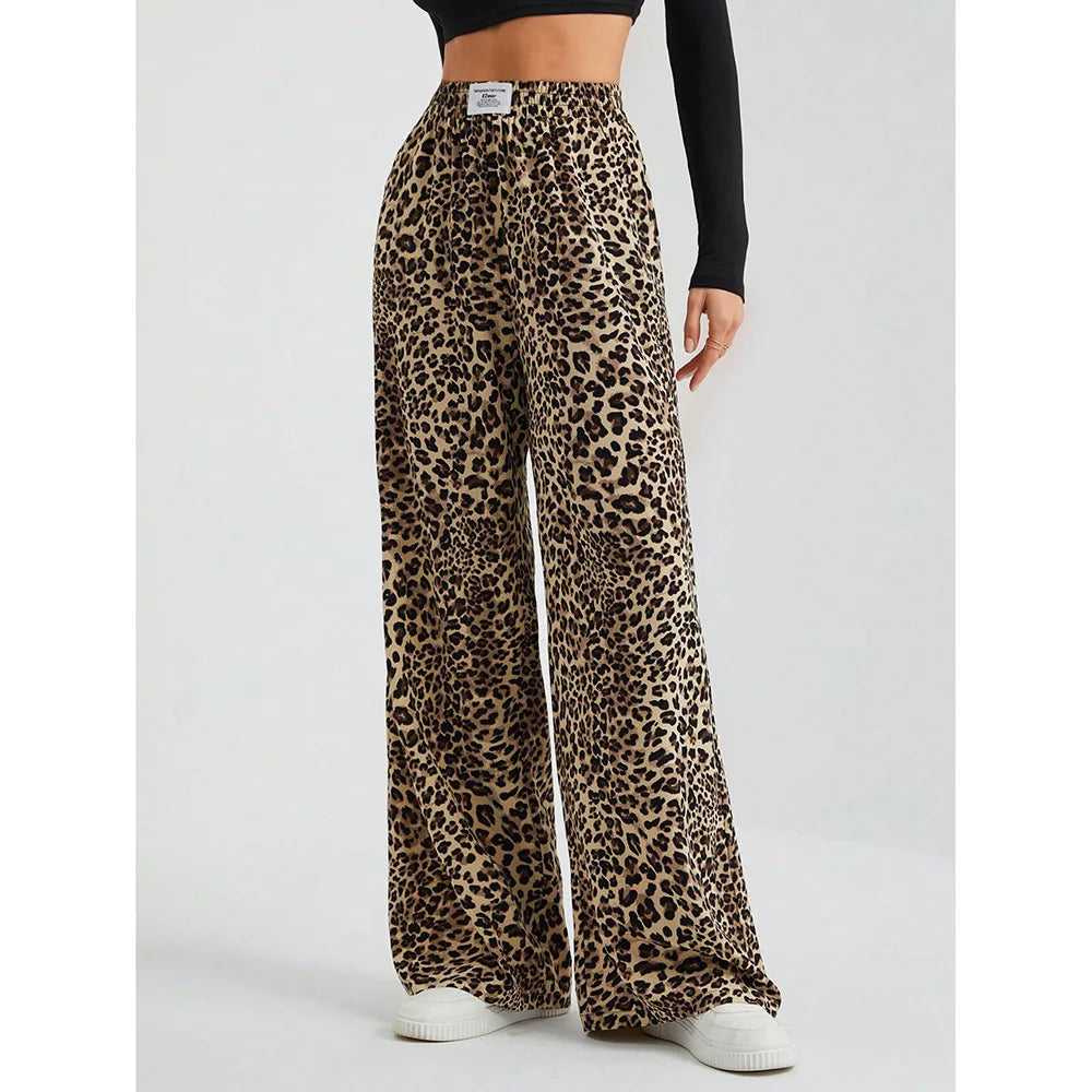 Realtree Trends Classic Y2k Leopard Print Casual Pants Loose Wide-leg Versatile Long Pants Oversized Joggers Pants