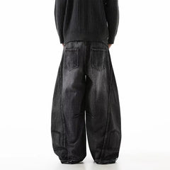 Korean Retro Plus Size Ripped Jeans Wide Leg Curved Pantsable Casual Loose Straight Leg Pants