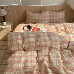 Nordic sling Cotton Pink Stripes Duvet Cover 150x200 Size Girl's Room housse de couette Skin friendly Breathable Comforter Sets