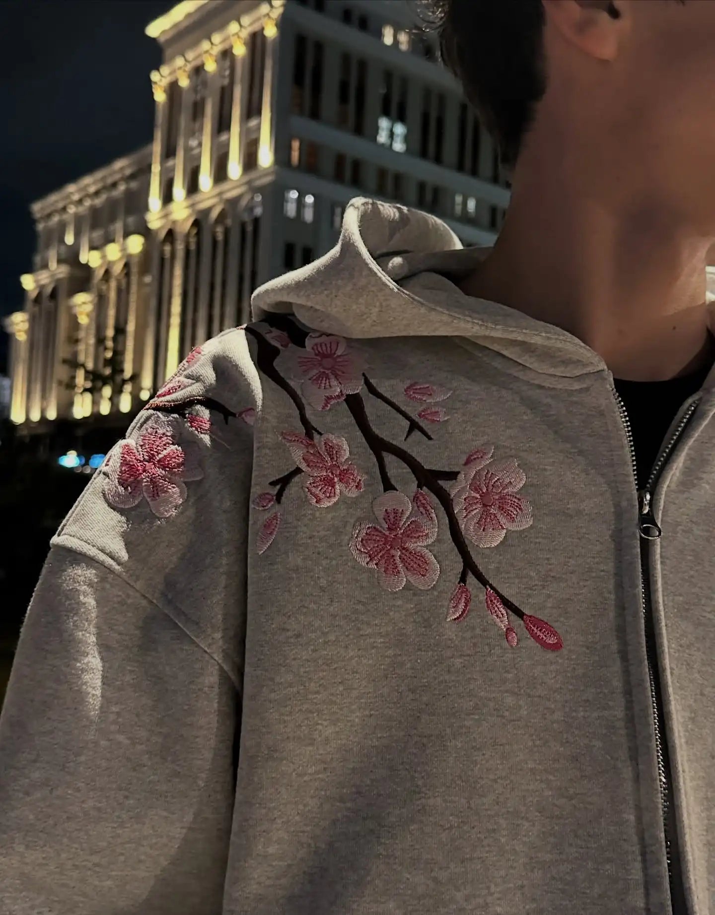 Y2K Vintage Oversized Cherry Blossom Embroidered Hooded Jackets Pink Zipper Coat Harajuku Hip Hop Graphic Streetwear