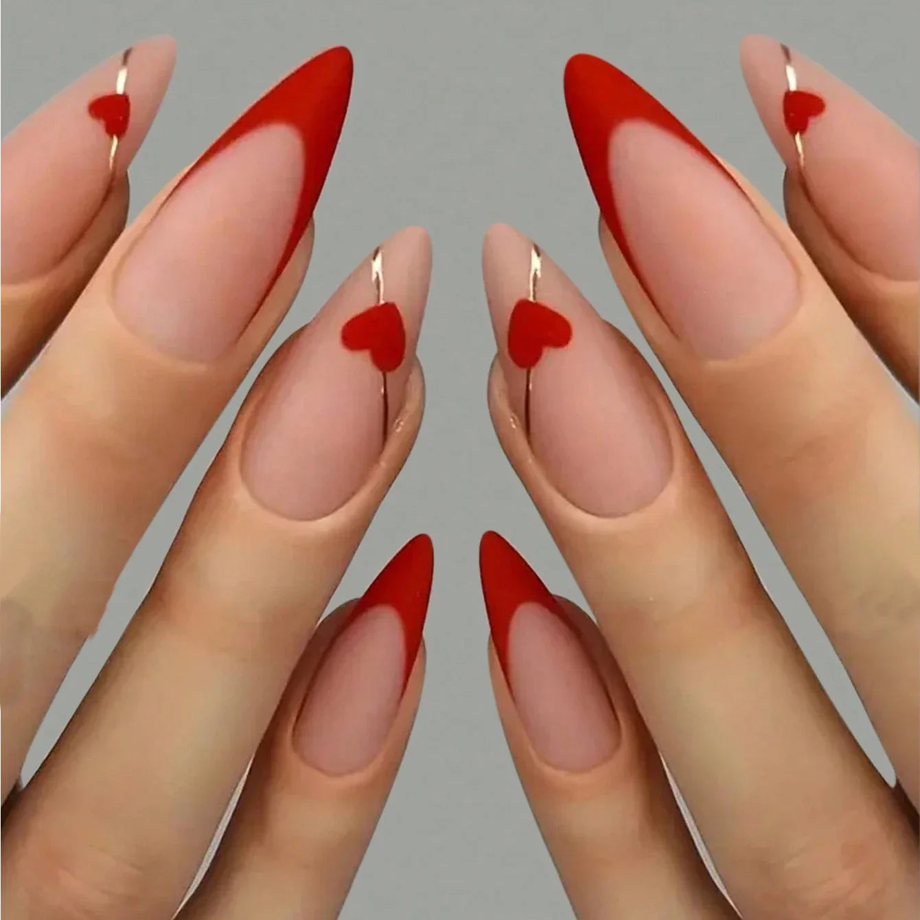 Simple wine red French false nails, European