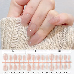 150Pcs Gradient Nude Short Almond Fake Nails XS/S/M Size Glossy Full Cover Press On Nail