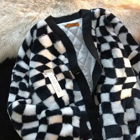 French green plaid coat women's