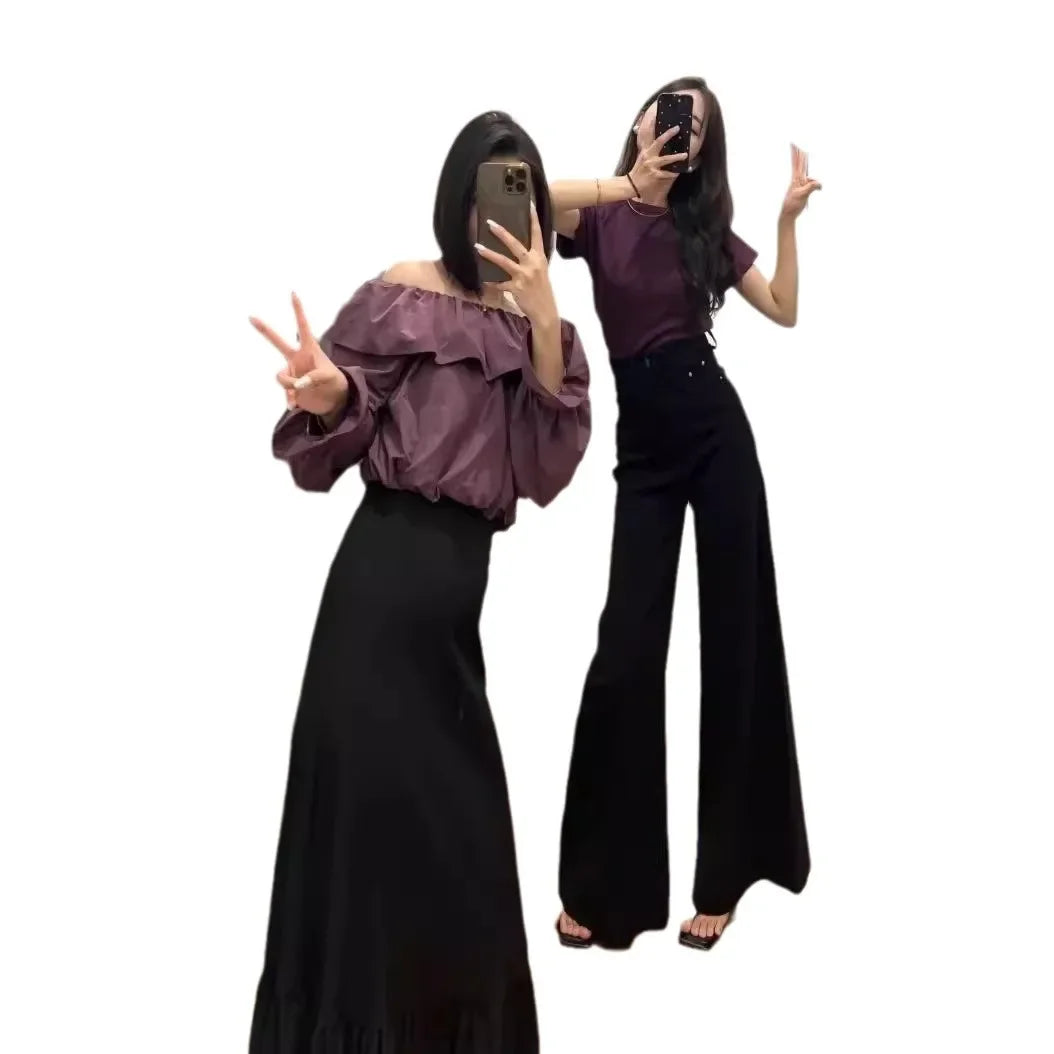 High Waist Wide Leg Denim Jeans Washed Versatile Loose Slimming Draping Long Pants Korean Style