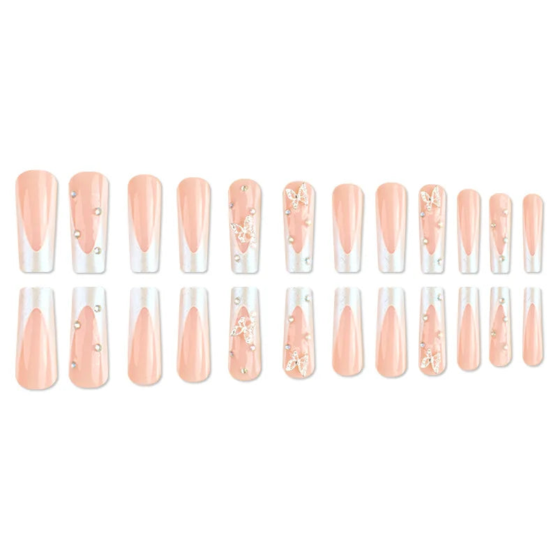 Pipe Nail French Stereo Bear Bow Pearl Manicure Fake Nails