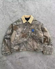 American Retro Jacket Y2K Clothes Hip Hop Letter Stitching Embroidery Washed Oversized Jackets Casual Coats Streetwear