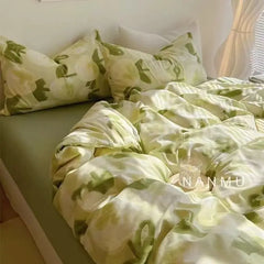 INS Nordic Pink Letter Bedding Set Four Pieces Quilt Cover Girls Single Twin Full Queen Size Duvet Cover Set
