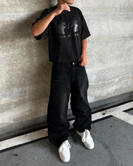 Y2K Baggy Jeans Harajuku vintage cherry blossom Embroidery jeans streetwear Hip Hop gothic wide leg jeans
