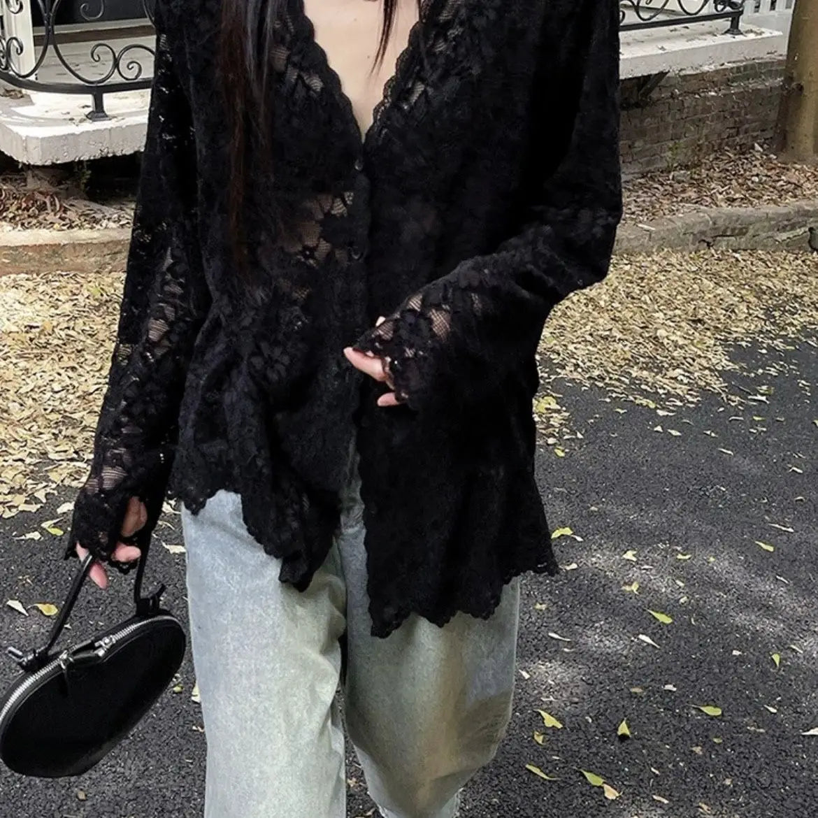 Long Sleeve Lace Blouses Clothing Blusas Mujer De Moda Hollow Out Tops See Through White Shirts