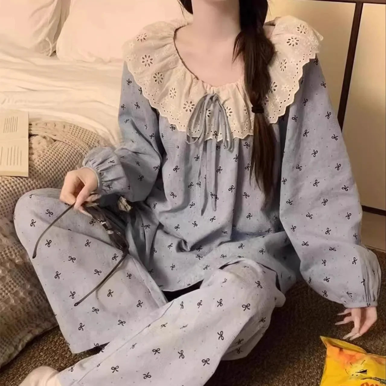Sweet Print Pajamas Set Long Sleeve Top