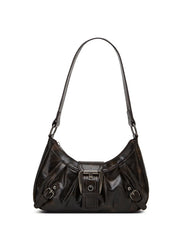 Y2K Retro Style Shoulder Bag, Maillard Pleated Rivet Armpit Bag,able Ladies Cool Leather Shoulder Bag