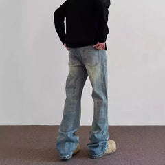 Hiphop Bootcut Jeanss Straight Wide-leg Pants High Street Lightning Ripple Jeans Classic Pants