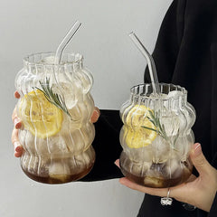 Glass Drinkware Cold Coffee Cups Latte Coffee Glass Iced Juice Milk Water Bottle