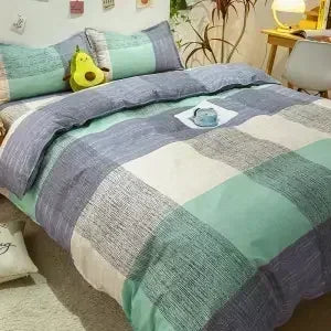 Pink Light Blue Checkered Striped Duvet Cover with Multiple Patterns 200X230cm Soft Duvet Cover Suitable