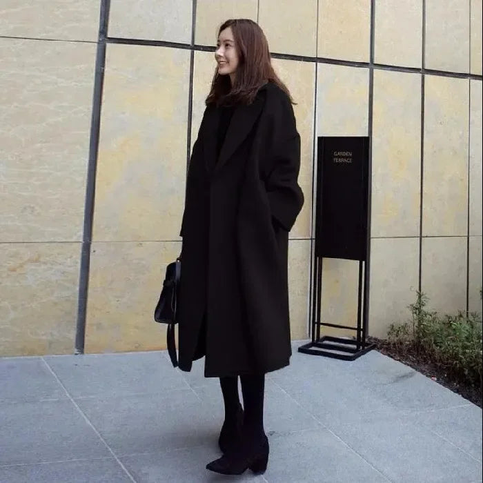 Arrival Thickened Korean Style Woolen Jacket Loose-fit Medium-length Clothing