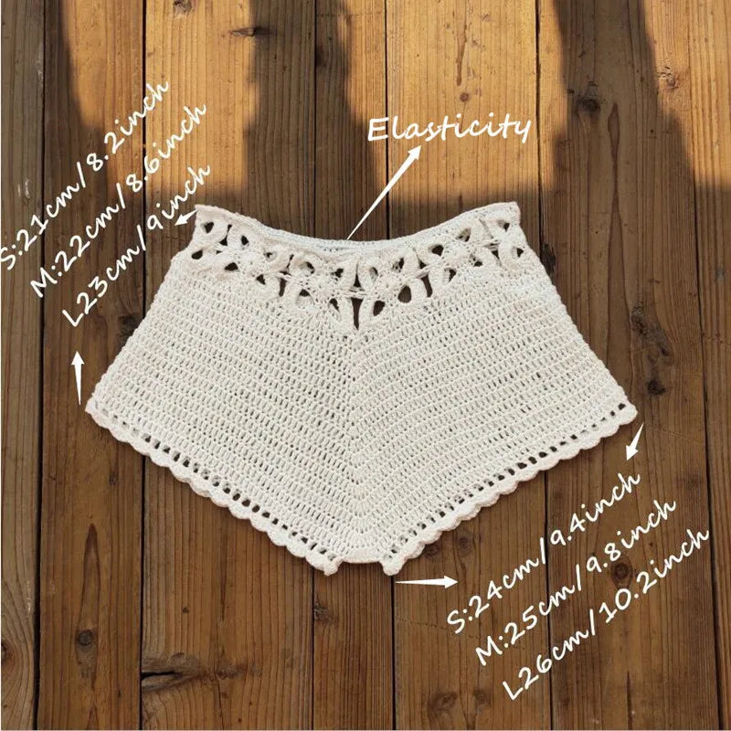 Crochet Cutout Swim Shorts Bathing Suit Bottoms Beach Style Drawstring Beach Board Shorts Swim Trunks