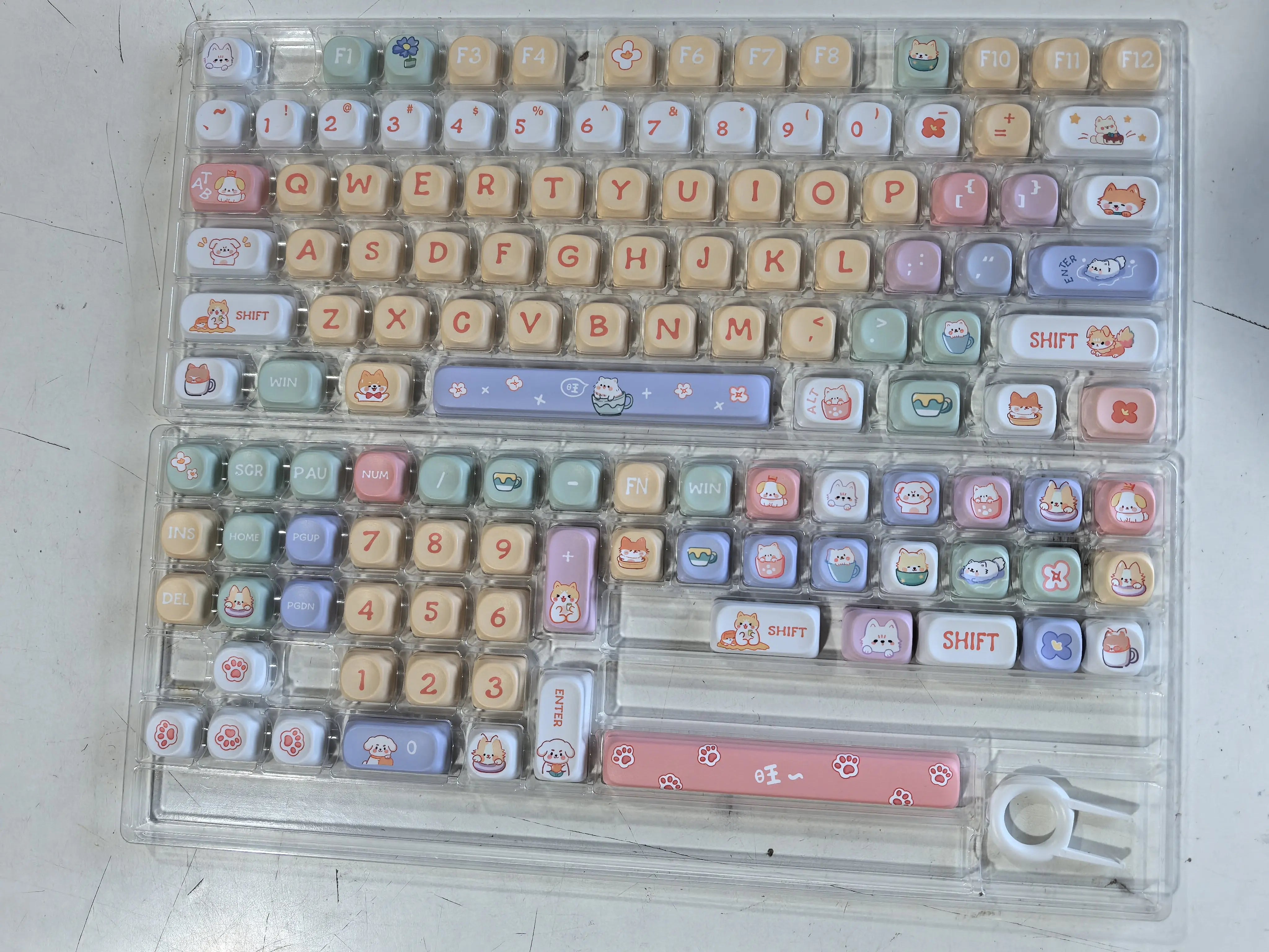 Pink Cat Dye Sublimation PBT Keycaps 136 Keys MOA Profile Keyboard Keycaps
