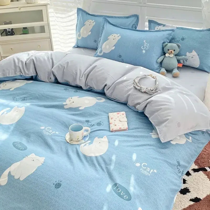 Pink Light Blue Checkered Striped Duvet Cover with Multiple Patterns 200X230cm Soft Duvet Cover Suitable