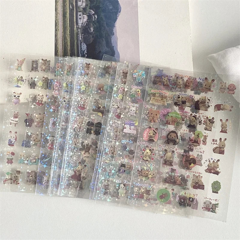 6pcs/10pcs Set Y2K Random Cute Glitter Laser Sticker