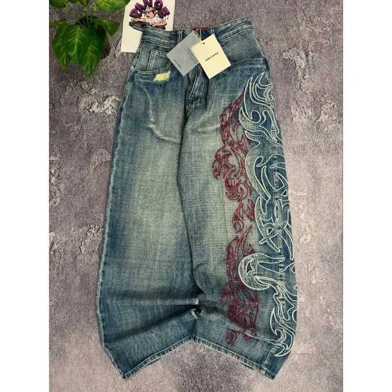 Hip-hop street clothing wasteland style tie-dye ripped jeans