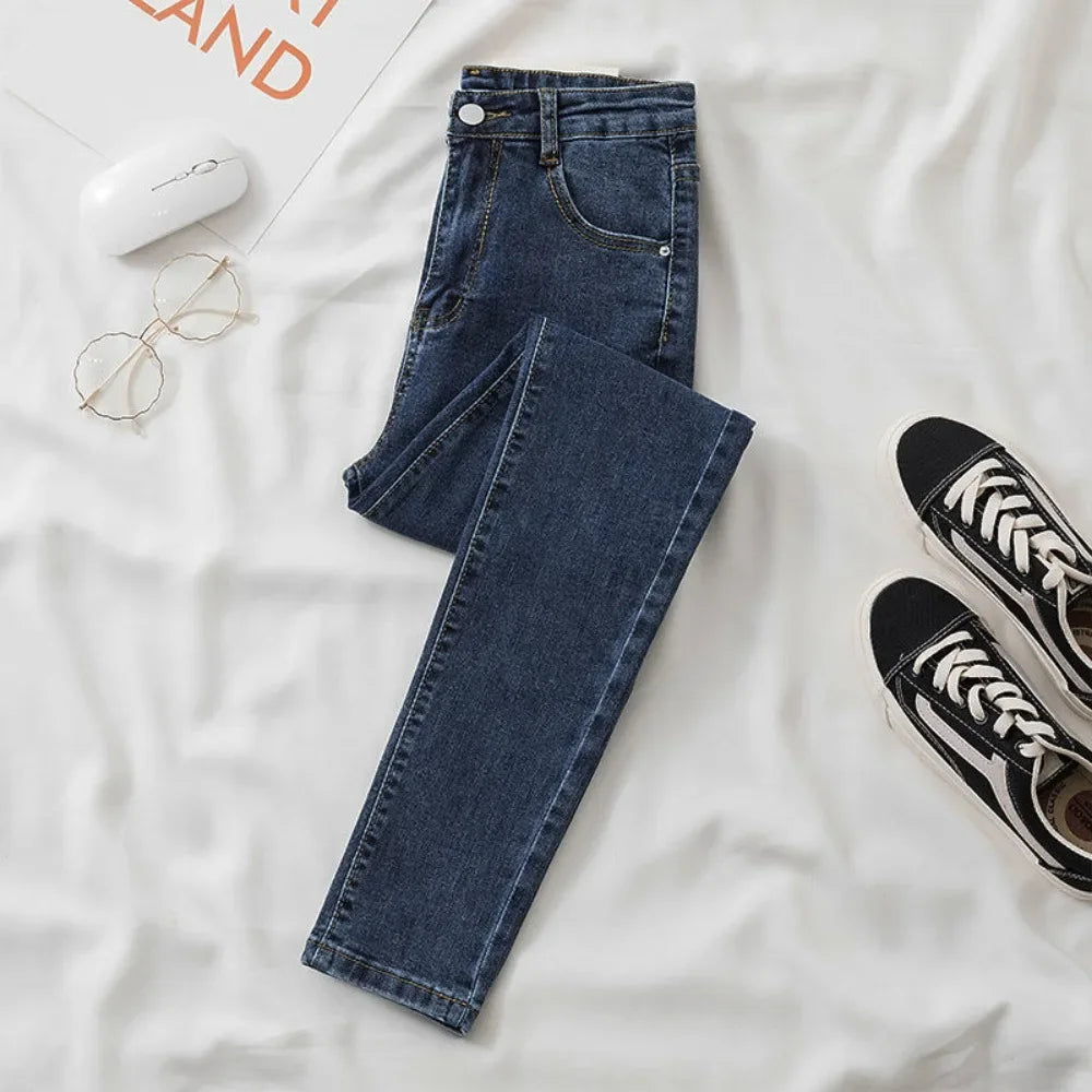 Black Grey Jeans Slimming Cropped Pants Chic Versatile Student Short Trousers Long Pants Slim Fit Sihouette Smoothing