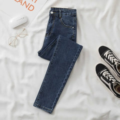 Black Grey Jeans Slimming Cropped Pants Chic Versatile Student Short Trousers Long Pants Slim Fit Sihouette Smoothing