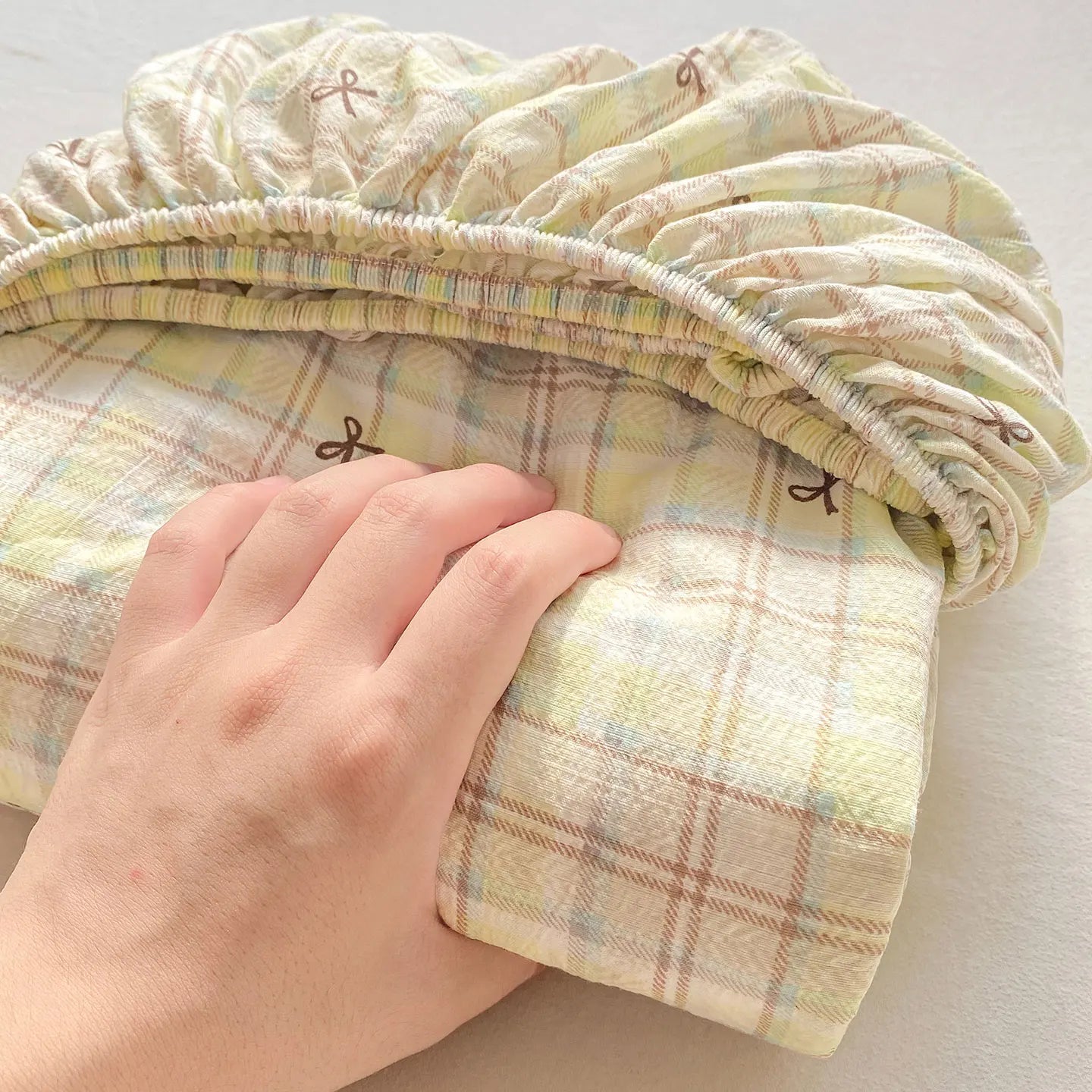 Washed Cotton Fitted Sheet with Elastic Bands Non Slip Adjustable Mattress Cover Printed Pure Cotton