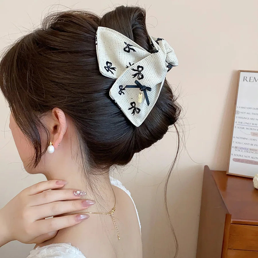 Korean Fabric Plaid Triangular Hair Claw Clips