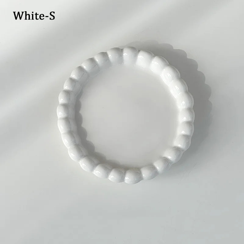 Ins Style Beaded Dessert Plate French Western Food Plate Ceramic Breakfast Plate Ornaments Poses Ceramic Dishes