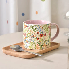 Pink creative hand-painted ceramic coffee cup