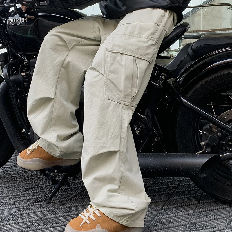 Big Pocket Cargo Pants Japanese Y2k Harajuku Loose Straight Wide Leg Trousers Baggy Pants Man Hip Hop Sweatpants