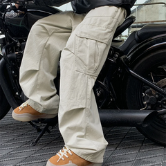 Big Pocket Cargo Pants Japanese Y2k Harajuku Loose Straight Wide Leg Trousers Baggy Pants Man Hip Hop Sweatpants
