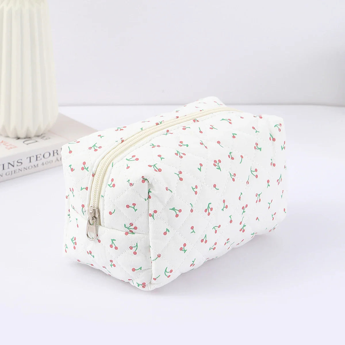 1 pc exquisite bowknot single-layer pencil case, floral pattern design storage bag, a must-have