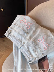 Casual Loose Fit Jeans Relaxed Trousers High Waist Wide Leg Light Wash Embroidered Plus Size Comfort Jeans jeans