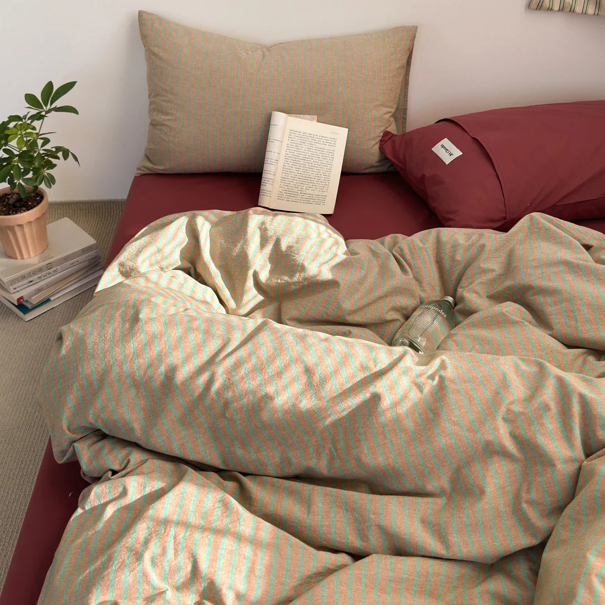 100%Cotton Striped Duvet Cover Set